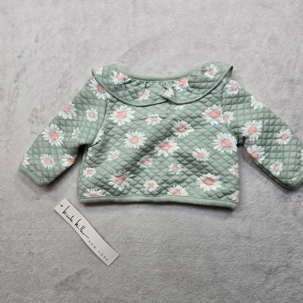 Nicole Miller New York Quilted Daisy Print Jacket Baby‎ Girls 3 6 Months NEW